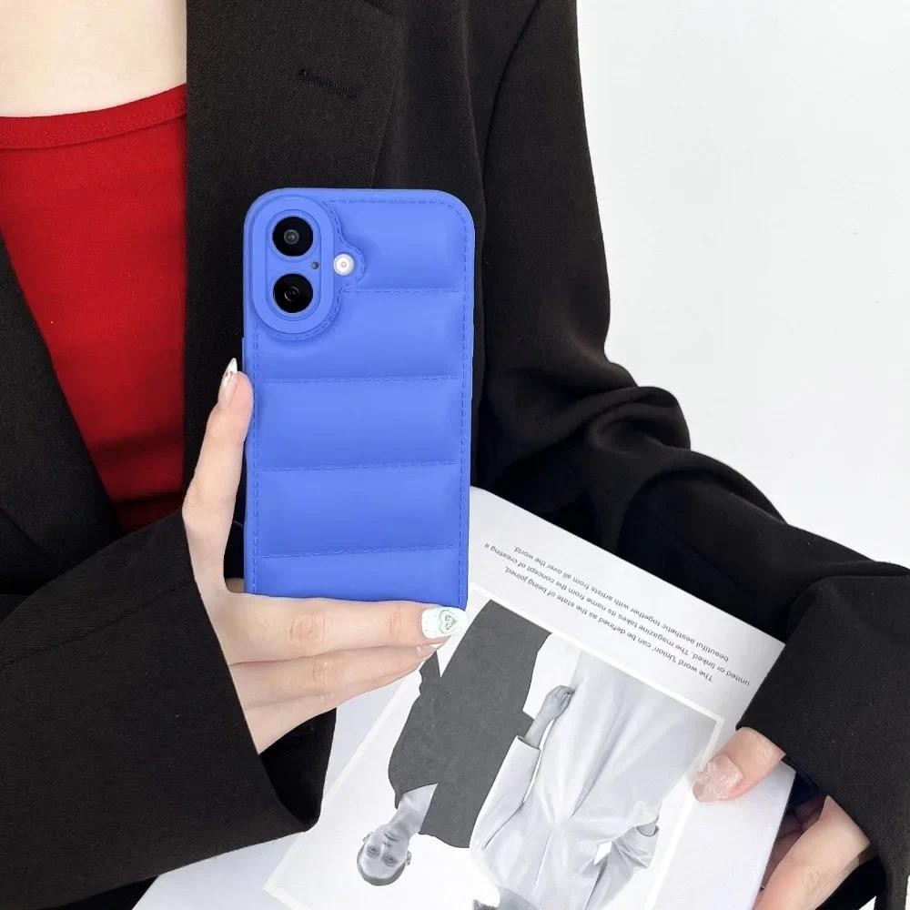 Ốp Điện Thoại Phong Cách Áo Khoác Puffer Down Cho iPhone 16 Pro Max 15 14 Plus 13 12 11 Vỏ TPU Mềm Chống Thấm Nước Mặt Sau Bảo Vệ