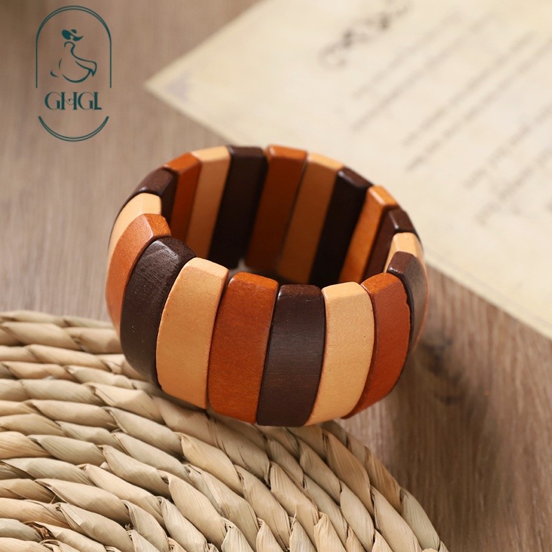 Ghgl❤️Bohemian Gỗ Xương Đòn Vòng Cổ Retro Merad Phong Cách Dân Tộc Bông Tai Niche Kỳ Lạ Kỳ Nghỉ Phong Cách Phụ Kiện Nữ