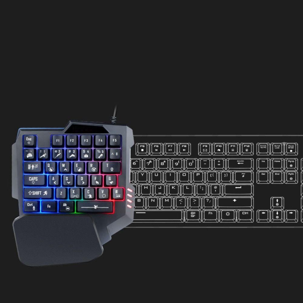 Bàn phím đơn MAOMEI, Bàn phím một tay siêu mỏng USB, Đèn nền di động 3 màu có dây phím cơ chơi game phát sáng có dây PC để bàn | BigBuy360 - bigbuy360.vn