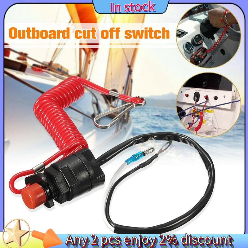 Còn hàng-Boat Motor Công tắc dừng bắn khẩn cấp cho Yamaha / Tohatsu Outboard Stop Kill Switch Cut Off Switch với dây buộc dây buộc an toàn