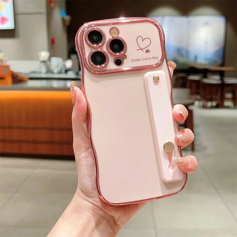 Ốp Mạ Sang Trọng Cho iphone 13 12 11 Pro Plus Trái Tim Tình Yêu Họa Tiết Bên Dây Đeo Cổ Tay Điện Thoại Chống Sốc Cove