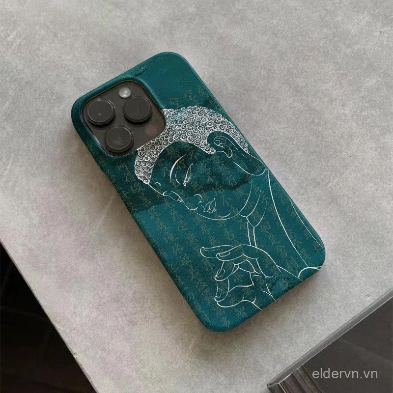 Ốp điện thoại QYJS phong cách Trung Quốc mới dùng cho IPhone 11 7 8 plus 13 14 15 16 ProMax 12 PRO X XR XSMAX SE 16 15 14 PLUS Ốp cứng phim Phật nam HOF1