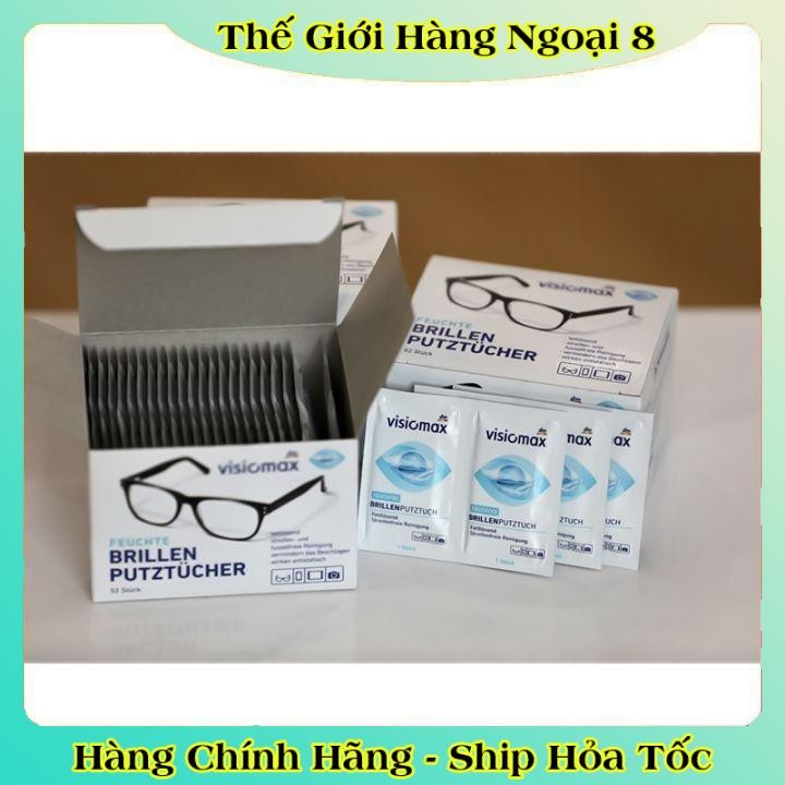Giấy lau kính Visiomax hộp 52 tờ giúp làm sạch và bảo vệ kính của Đức