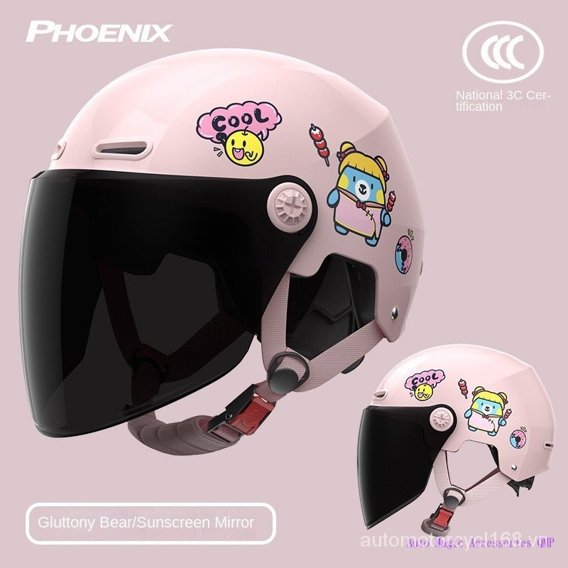 QMP giao hàng miễn phí TK02R Phoenix trẻ em Mũ Bảo Hiểm Chống nắng mùa hè cho bé trai Mũ bảo hiểm trẻ em Mũ bảo hiểm Xe điện trẻ em nửa Mũ bảo hiểm cho bé gái Mũ bảo hiểm mùa đông QMP