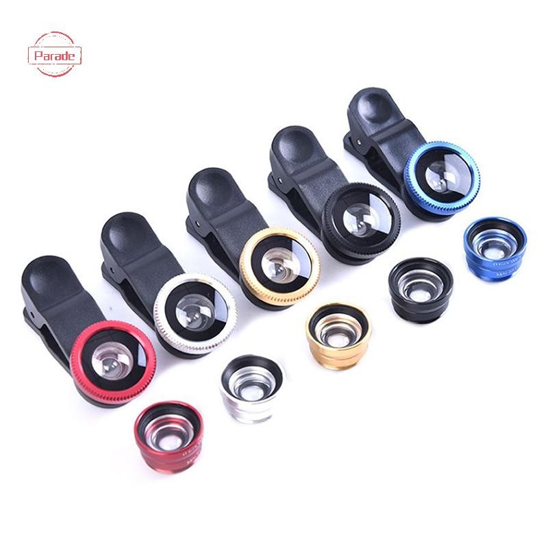 Parade 3In1 Ống Kính Điện Thoại Camera Chung Cho Điện Thoại Thông Minh Góc Rộng Ống Kính Mắt Cá Và Kẹp Bộ Camera Macro Cho Điện Thoại Di Động Đa Năng VN