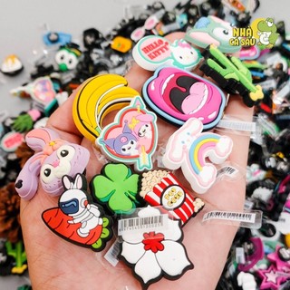 Jibbitz sticker 3D , charm cao cấp gắn dép sục cross loại 3D dầy đẹp, sticker gắn dép có cao cấp