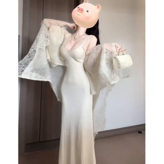 Váy ôm hông, váy liền cardigan, áo len, Bộ áo choàng hai dây, áo choàng khí chất, Bộ hai chiếc mặc mùa thu cho nữ