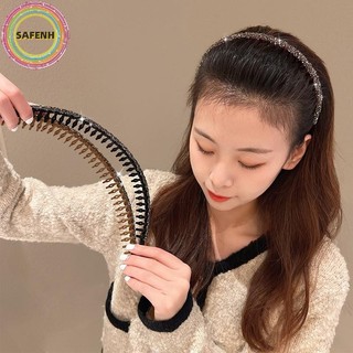 Safenh Thời Trang Đổ Xô Acrylic Kim Cương Giả Viền Tóc Cho Nữ Màu Trơn Răng Chống Trơn Trượt Tóc Phụ Kiện Tóc VN