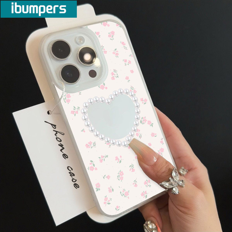 ibumpers Ốp Lưng IPhone Xinh Hàn Quốc Trái Tim Tình Yêu Họa Tiết Hoa Ốp Điện Thoại Trong Suốt Nhám Mờ TPU Mỏng Chống Sốc Chống Bẩn Cho IPhone 16 15 14 12 13 11 Pro Max IP 7 8 Plus X XS XR