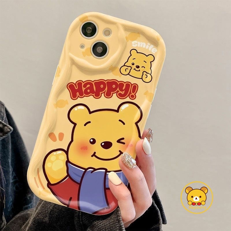 Ốp Điện Thoại Happy Winnie the Pooh Cho Vivo V40 Pro Y300 Pro Y19S 4G X200 Pro Ultra iQOO Z9 Turbo Z9X Neo 9 Pro Y28 4G Vỏ Gấu Dâu May Mắn Lotso Vỏ Hoạt Hình Dễ Thương Vỏ TPU Mềm