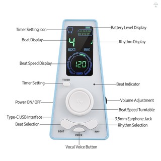 Metronome kỹ thuật số điện tử có hẹn giờ Metronome điện tử đa năng có điều khiển âm lượng và tốc độ đánh bại, chạy bằng pin hoặc cáp USB, cho đàn Guitar đàn Violin trống