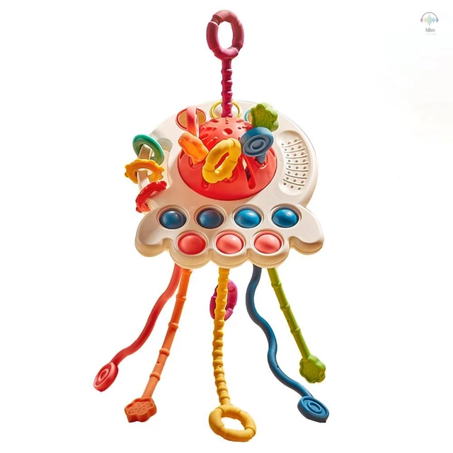 Đồ chơi dây kéo cho bé Đồ chơi Montessori Đồ chơi giác quan cho trẻ mới biết đi Đồ chơi trẻ em bằng silicon cấp thực phẩm 6 đến 12 tháng Quà tặng đầu tiên cho bé trai bé gái Đồ chơi phát triển sớm cho