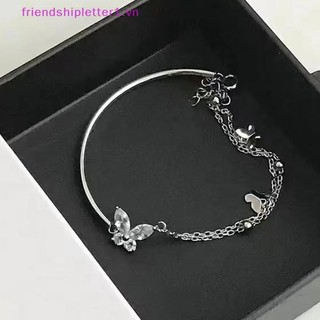 {FH Fashion} Vòng tay dây chuyền nhiều lớp màu bạc Zircon sáng bóng dành cho nữ Phụ kiện tay thời trang Trang sức.