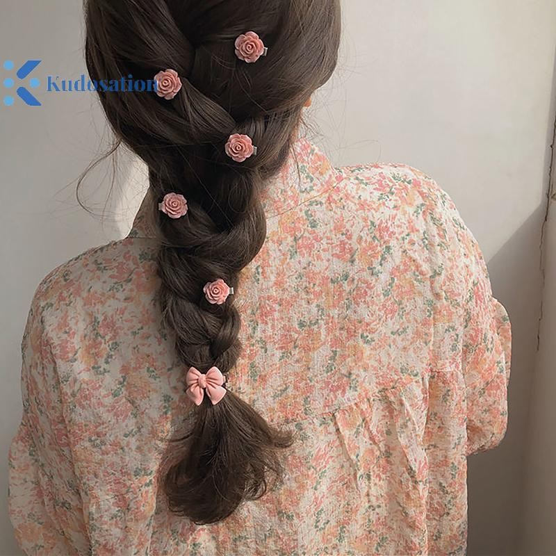 Kudosation Dễ Thương Phong Cách Hàn Quốc Mỏ Vịt Kẹp Nổ Kẹp Nơ Đào Hình Trái Tim Hoa Màu Hồng Barrettes Dành Cho Nữ Cô Gái Phụ Kiện Tóc