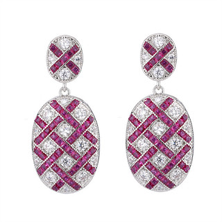 Châu Âu Mỹ ins Phong Cách Mới Kim Cương Ruby Hình Học Phù Hợp Với Nữ