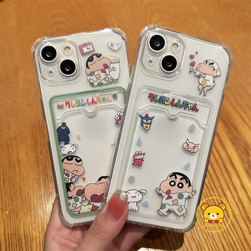 Vỏ Đựng Thẻ Crayon Shin-chan Cho Samsung Galaxy A56 A26 M36 A16 A06 M55 A55 A35 A25 A15 M15 F15 M54 5G 4G Vỏ Sang Trọng Hoạt Hình Cặp Đôi Dễ Thương Ví Mềm Vỏ Điện Thoại