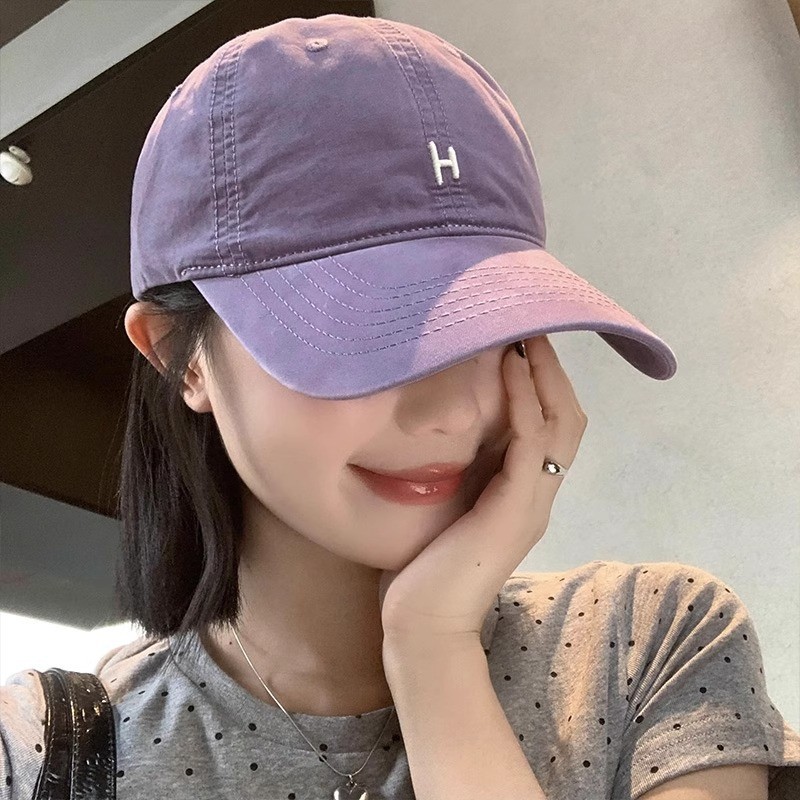 YT2 Mùa Hè Mới Của Mỹ Phong Cách Đơn Giản Thêu Chữ Tím Mũ Bóng Chày Thời Trang Đa Năng Mũ TY2