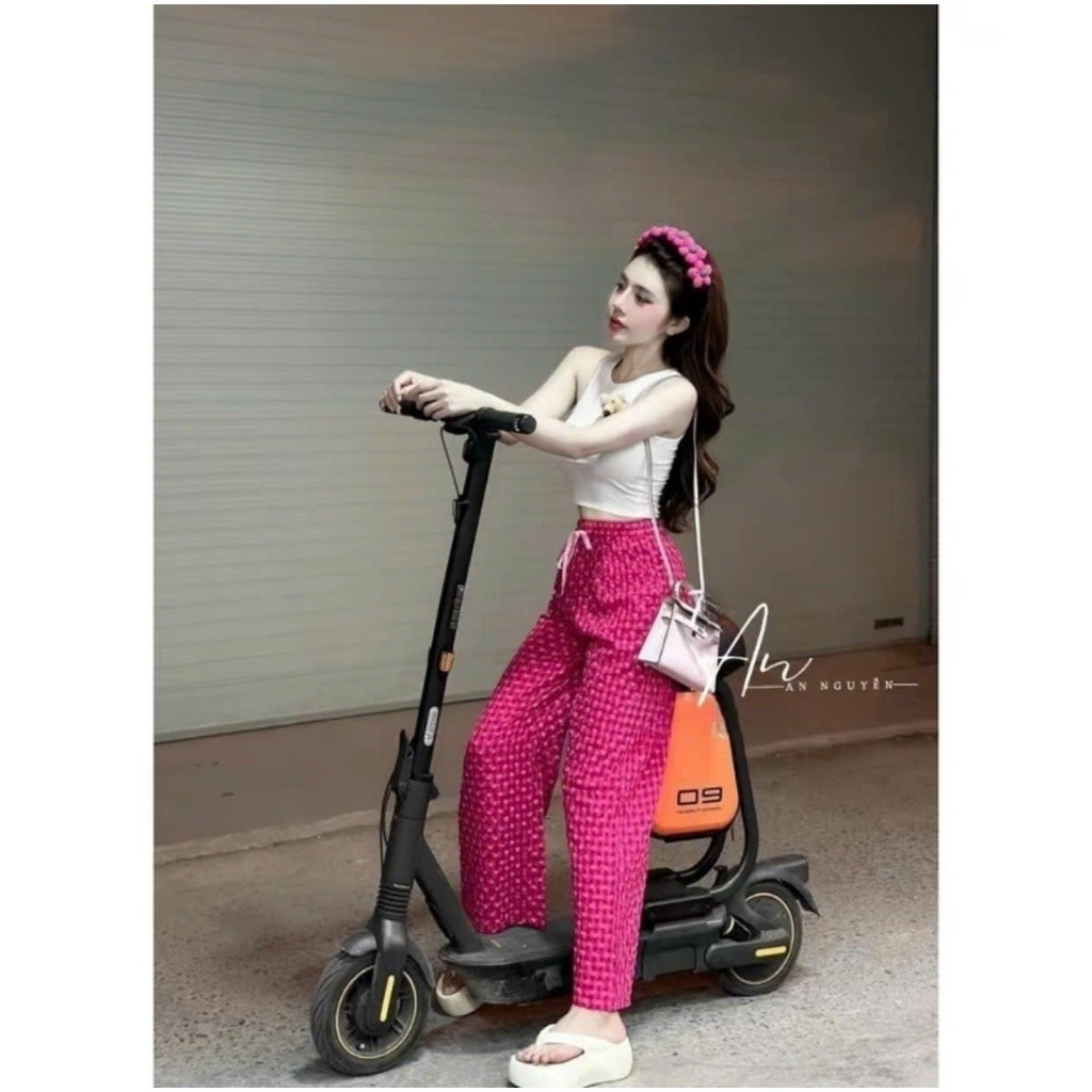 [Combo 2 chiếc] Quần ống rộng nữ họa trái tim chất vải đũi xốp mềm mại thoáng mát hot 2025