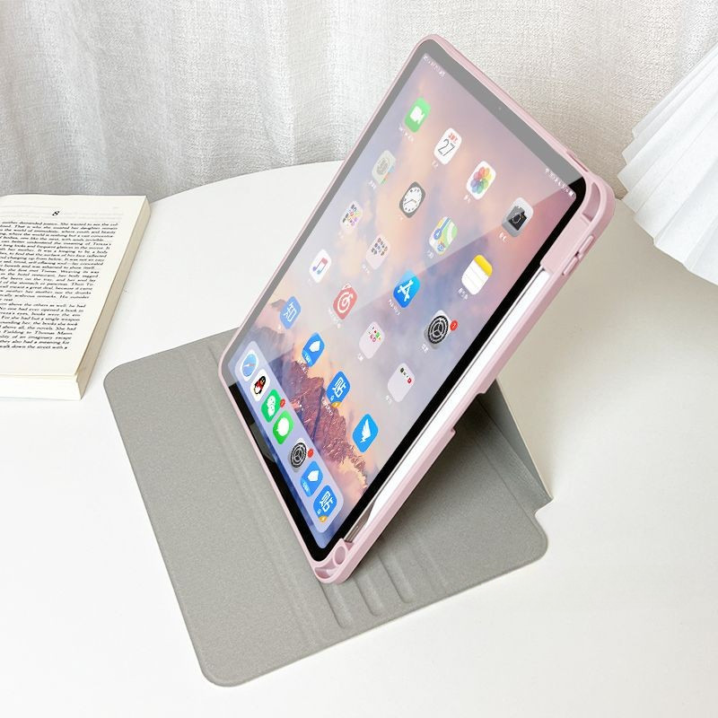 Ốp Lưng Máy Tính Bảng Cho iPad2024air6 Pro11Air3 / 4 / 5 10.9gen10th2022Mini4 / 5 / 67.9 8.3Air1 / 2 9.7gen7gen8gen9 10.2Cartoon tulip Thỏ Xoay 360 Độ Vỏ Bảo Vệ Acrylic Chống Uốn