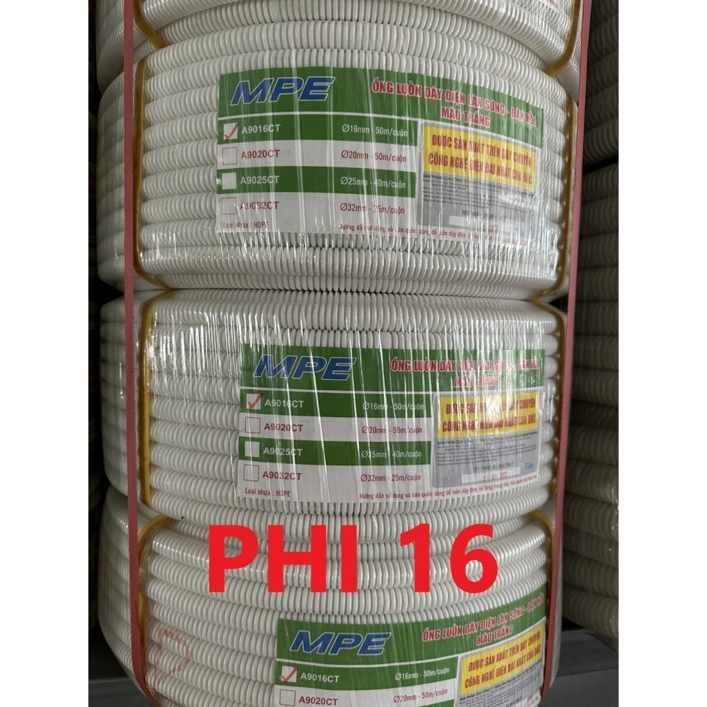 5 mét Ống ruột gà MPE phi 16/20/25/32 – Ống luồn dây điện cao cấp