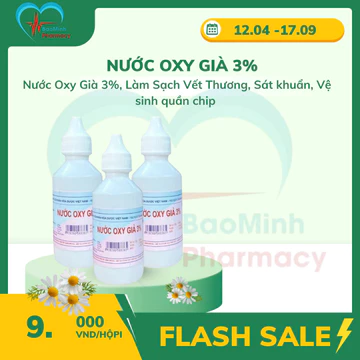 Oxy Già - Nước Oxy Già 3%, Làm Sạch Vết Thương, Sát khuẩn, Vệ sinh quần chip (Chai 50ml)