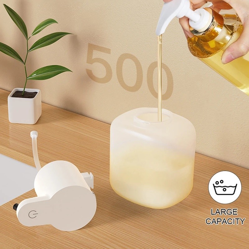 Máy phân phối xà phòng lỏng tự động 550ml Cảm biến hồng ngoại USB có thể sạc lại Đĩa đựng xà phòng điện Máy phân phối vệ sinh cho gia đình