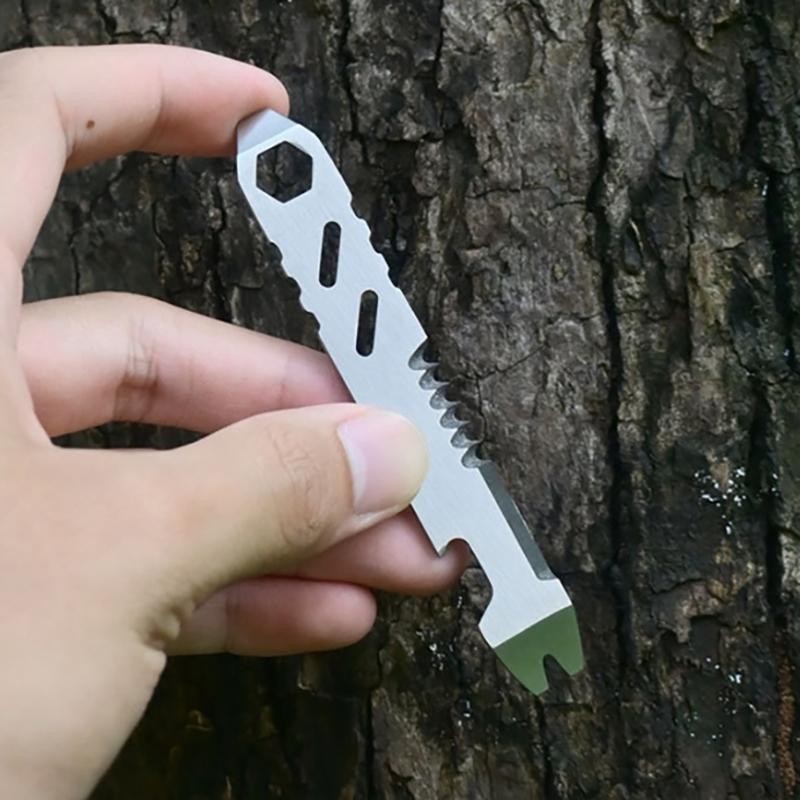 Tmoy Thép không gỉ Đa Năng Pry Bar Mini Hex Cờ Lê Dụng Cụ Mở Chai Di Động Ngoài Trời Xe Đạp Công Cụ Sửa Chữa TCS