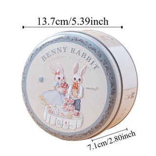 Hộp thiếc bánh quy MEGOCE, Hộp đựng kẹo kẹo hình thỏ hoạt hình bằng kim loại, Hộp đóng gói quà rỗng tròn dễ thương Đồ dùng dự tiệc Phục sinh cho đám cưới