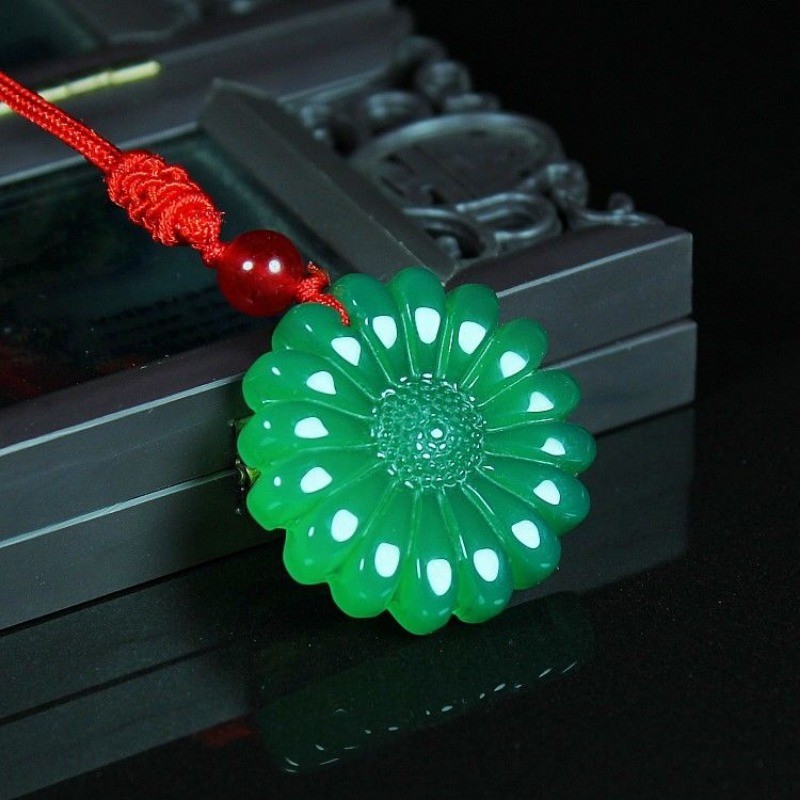 Mã Não Tự Nhiên Chalcedony Hoàng Đế Xanh Cao Băng Mặt Dây Chuyền Hoa Phong Phú Nữ Vòng Cổ Mặt Dây Chuyền