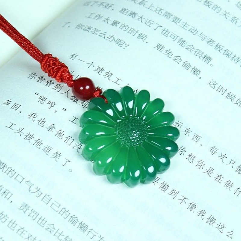 Mã Não Tự Nhiên Chalcedony Hoàng Đế Xanh Cao Băng Mặt Dây Chuyền Hoa Phong Phú Nữ Vòng Cổ Mặt Dây Chuyền