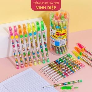 Bút chì khúc Thiên Long - Bút chì thay ngòi màu đậm, hoạ tiết dễ thương, có gôm trên nắp