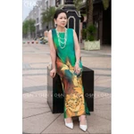 Đầm trung niên suông lụa cao cấp ChiAn CDSN25015G – Họa tiết ombre hoa sen thanh nhã, chất lụa mềm mát tặng mẹ — ảnh 4