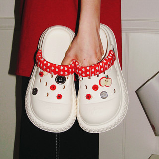 Xixitiao Sandal Nữ Tăng Chiều Cao Kiểu Dáng Mùa Hè Đi Biển Chất Liệu Eva Màu Đỏ Táo Dễ Thương