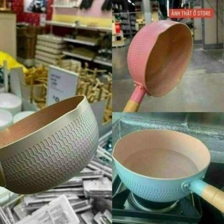 Chảo chống dính lúa mạch, tay cầm bằng gỗ phong cách hàn quốc dùng cho mọi loại bếp, không kèm nắp