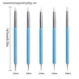 [savemoneyeveryday] 5 Bút chấm móng tay nghệ thuật bằng silicon Đầu kép Tay cầm bằng nhựa Làm móng tay Dụng cụ điêu khắc Ba Lan [vn]