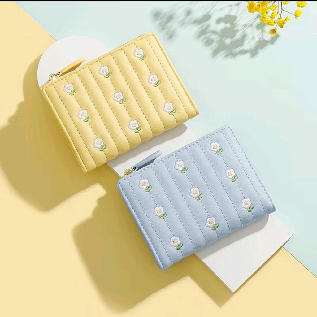 Ví nữ gấp 3 lần thêu dạng gập phong cách hàn quốc nhỏ xinh xắn cho nữ ( C 01 )