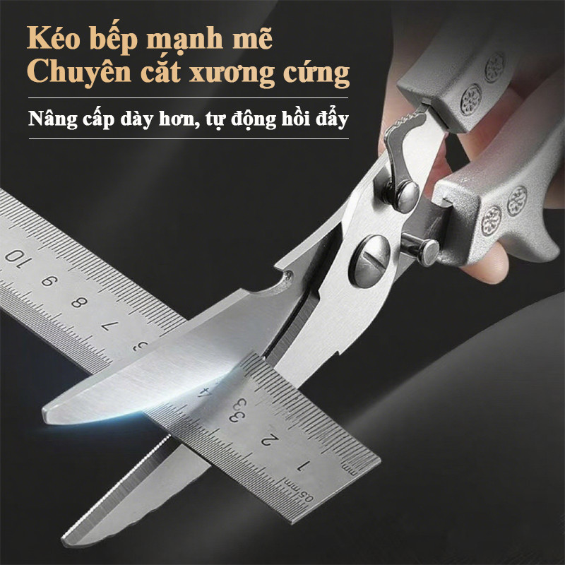 Thép Không Gỉ Kéo Cắt Xương Gà, Kéo Cắt Gà & Cạo Vảy Cá Đa Năng, Dễ Vệ Sinh, Cắt Nhanh Không Vụn