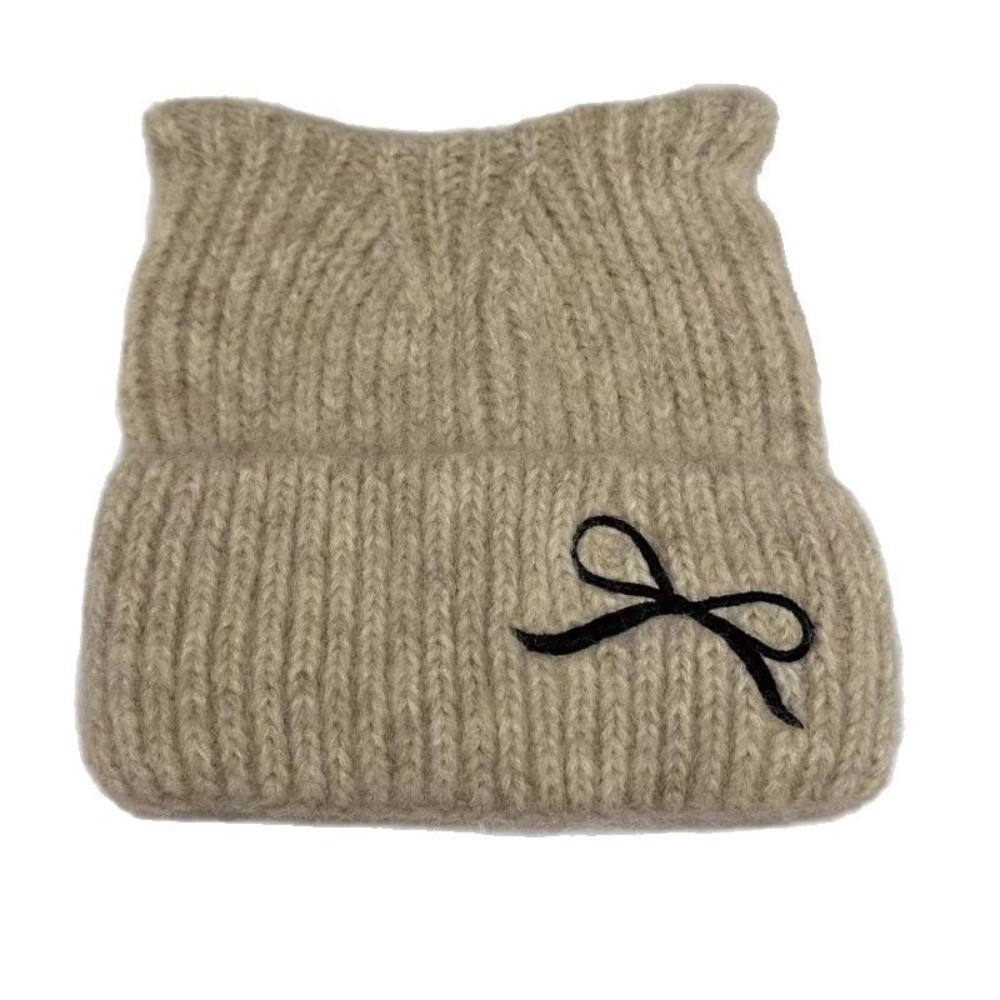 Mũ beanie dệt kim HOBBYIN tai mèo, thời trang mùa đông ấm áp