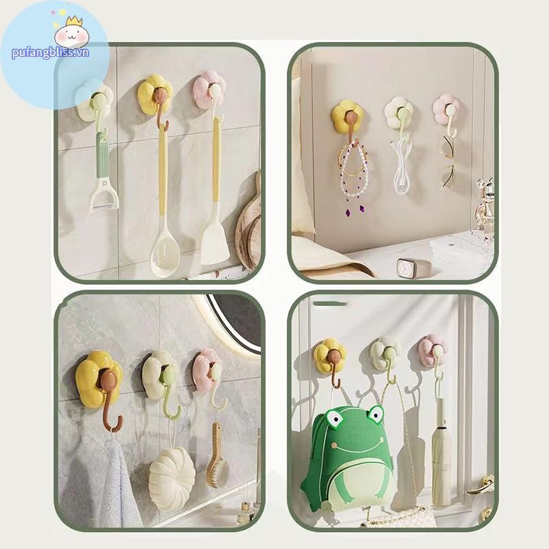 Pufangbliss Sáng Tạo Đấm Hoa Hút Móc Đa Năng Phòng Tắm Nhà Bếp Có Thể Tái Sử Dụng Traceless Móc Giá Để Đồ Mạnh Mẽ VN