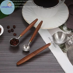 Pufangbliss Tay Cầm Thép Không Gỉ Muỗng Cà Phê Muỗng Đo Muỗng Gỗ óc chó Tay Cầm Dài Thìa Cà Phê Trang Trí Quán Cà Phê VN