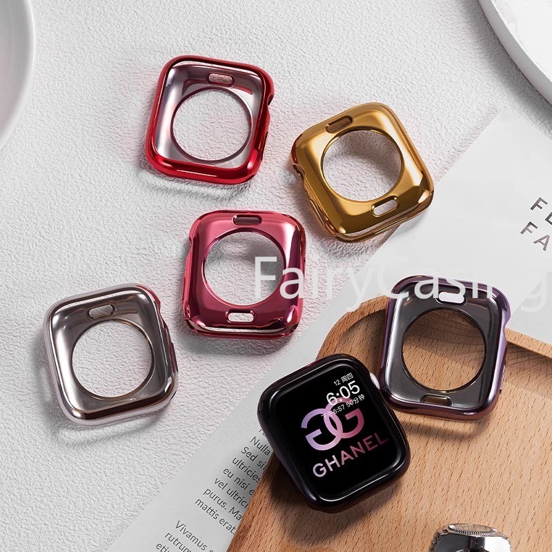 Vỏ Mạ Điện Cho Apple Watch Series 10 46mm 42mm 49mm 45mm 41mm 44mm 40mm 38mm Phụ Kiện PC Ốp Lưng Khung Vỏ Cho iWatch 9 8 7 6 5 4 3 Bảo Vệ