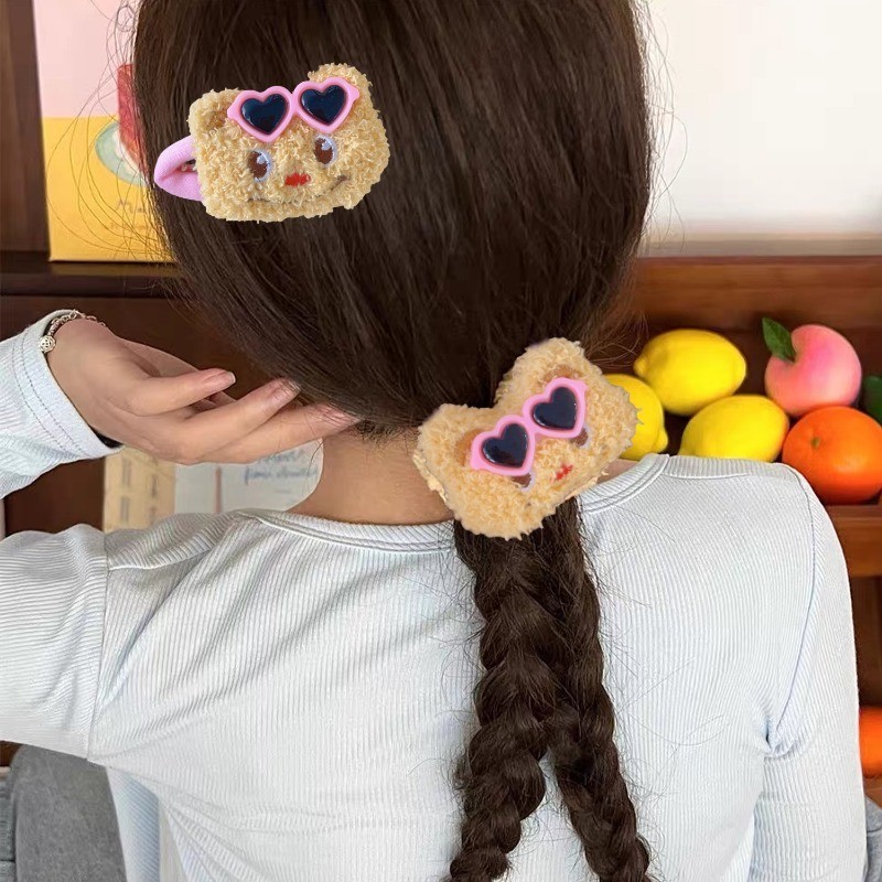 Kính Mát Gấu Bơ Sang Trọng Scrunchie - Quà Tặng Cho Bé Gái - Dây Buộc Tóc Nữ - Phụ Kiện Tóc Trang Phục Tiệc - Dễ Thương, Ngọt Ngào, Thời Trang - Kẹp Tóc Sang Trọng - Phim Hoạt Hình Barrettes