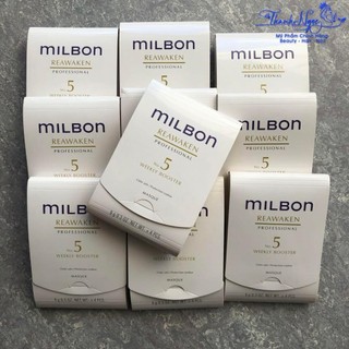 Hộp kem dưỡng tăng cường độ ẩm, độ bóng cho tóc lão hóa Milbon Reawaken No5 Weekly Booster Masque 10x4x9g [ TN ]