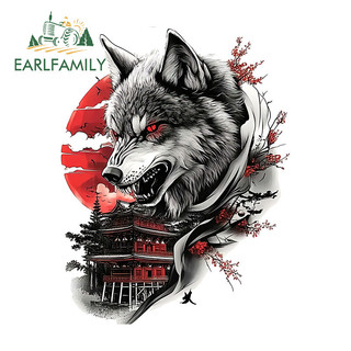 EARLFAMILY 13cm Nhật Bản Sói Hoạt Hình Graffiti Xe Dán Chống Thấm Nước Chống Trầy Xước Vinyl Đề Can Thích Hợp Cho Mọi Bề Mặt Sạch Bằng Và Mịn