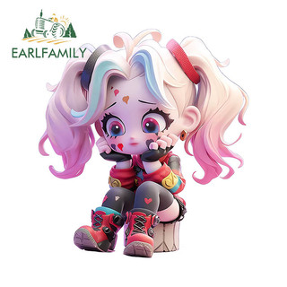 EARLFAMILY 13cm Harley Quinn Phim Hoạt Hình 3D Dán Xe Hơi Chống Trầy Xước Chống Thấm Nước Thời Trang Vinyl Đề Can Thích Hợp Cho Xe Máy Đàn Guitar Hành Lý Laptop