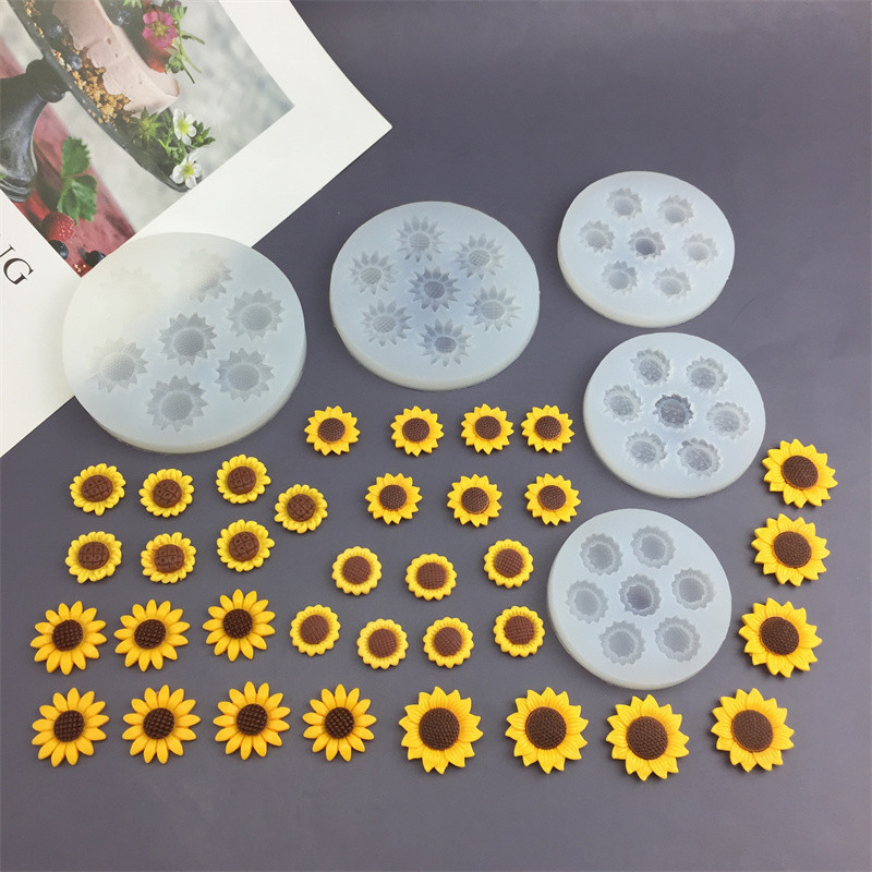 Hoa Hướng Dương Fondant Bánh Khuôn Làm Bánh Silicon Khuôn Socola Handmade DIY Thạch Cao Nến Epoxy Khuôn Nhựa
