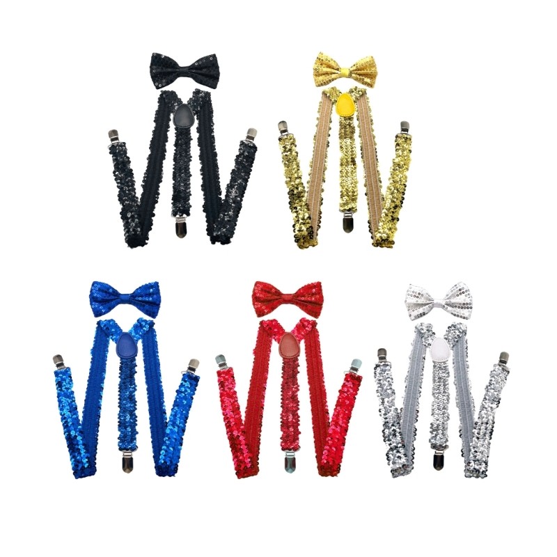 Bộ dây buộc và nơ sequin phổ biến nhất dành cho nam với kẹp kim loại đám cưới và tiệc chủ đề Trang phục cổ Acce