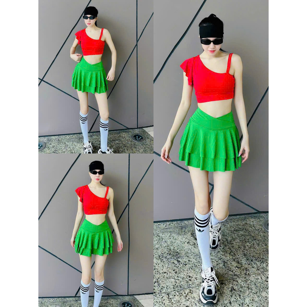 Áo CROPTOP lệch , dây 1 bên vai ,áo có đệm thích hợp tập gym,  yoga, aerobic, nhảy hiện đại