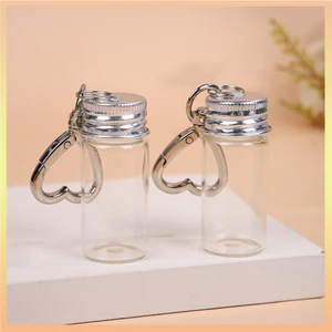 10ml Chai Bảo Quản Với Tình Yêu Móc Khóa Mini Trong Suốt Chai Thủy Tinh Nắp Nhôm Mẫu Rỗng Lọ Chất Lỏng Hộp Đựng Trang Trí