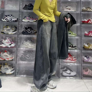 Quần Jeans nữ ống rộng dáng cổ điển, lưng cao tôn dáng, vải bò, phong cách Vintage, mùa xuân 2025, hàng sẵn